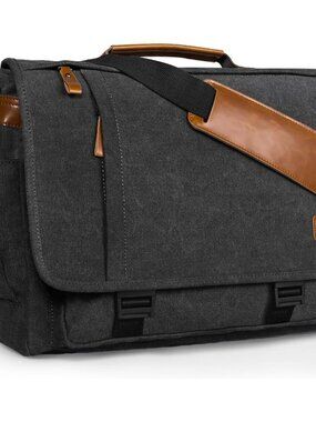 Messenger Bag 17-17.3 Inch, Men's Computer Satchel Water-resistant Canvas, Teach